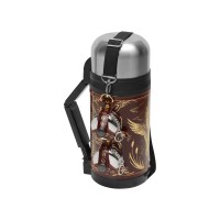 Термос в кожаном чехле, 1,2л, бордовая кожа