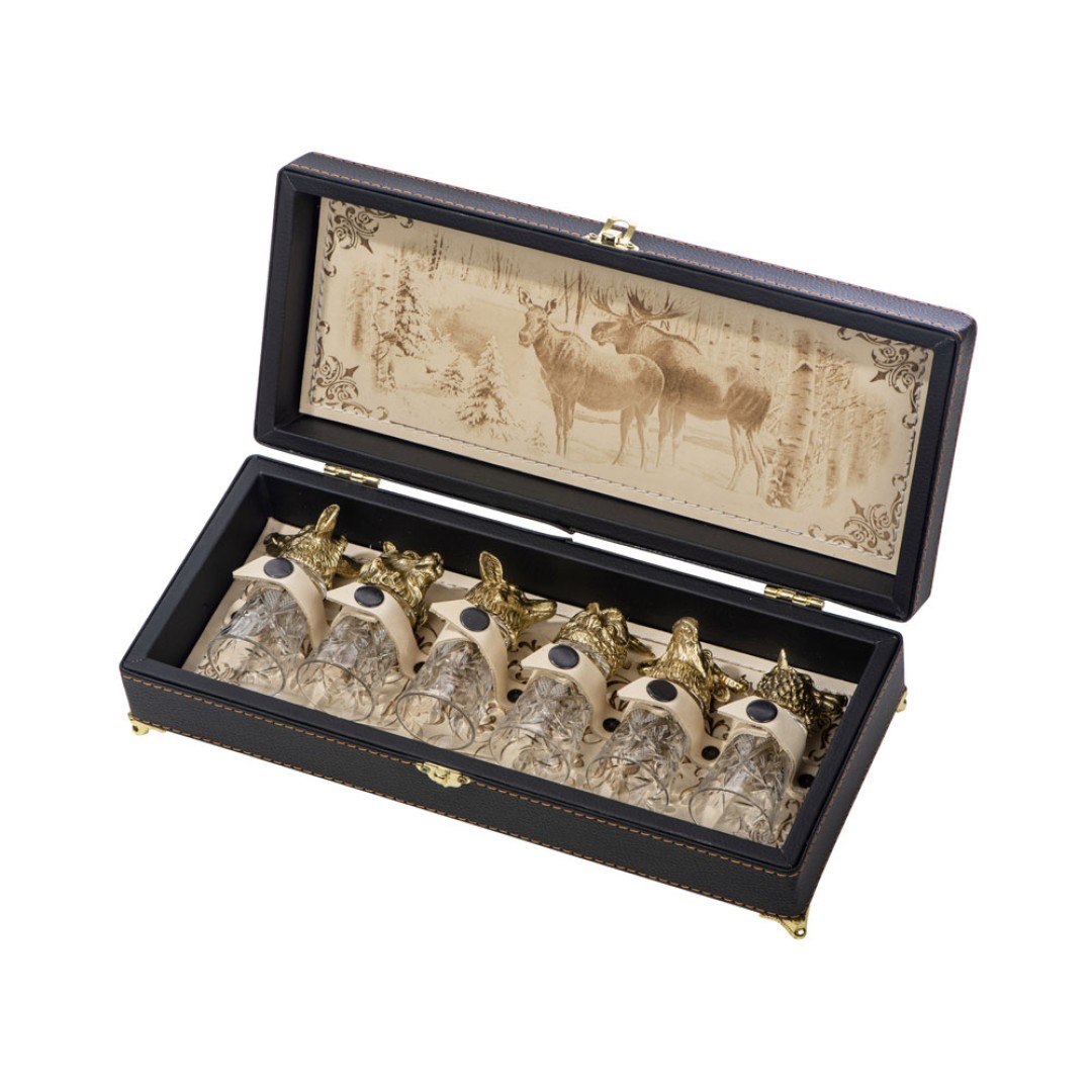 Подарочный набор "Русская охота", темно-коричневый/молочный