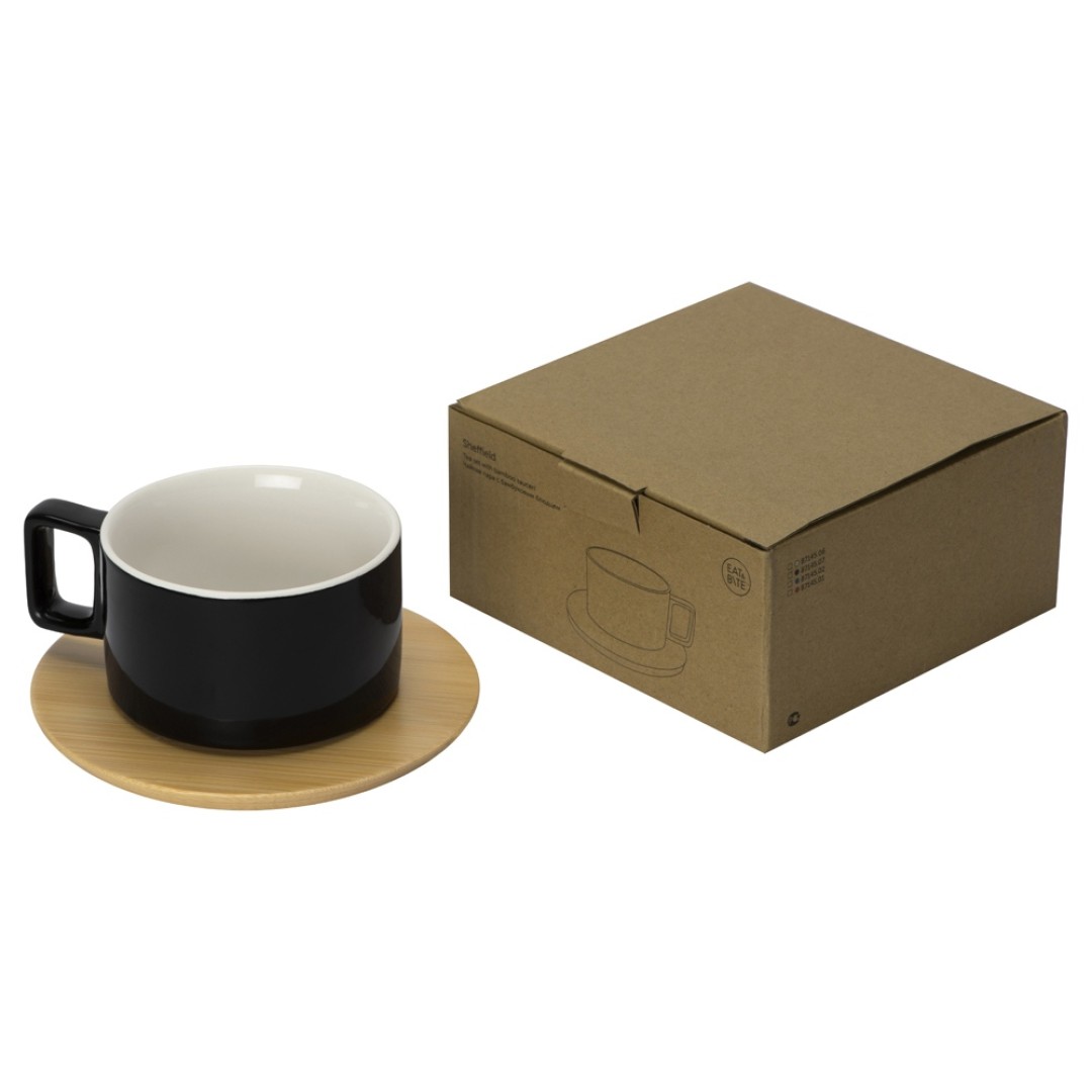 Набор чашка с бамбуковым блюдцем "Sheffield", черный