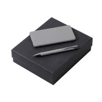 Подарочный набор c ручкой и повербанком 5000 mAh, серый