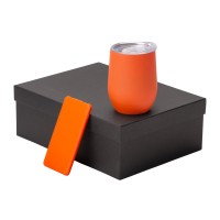 Подарочный набор с термокружкой и повербанком С1, 5000 mAh, оранжевый