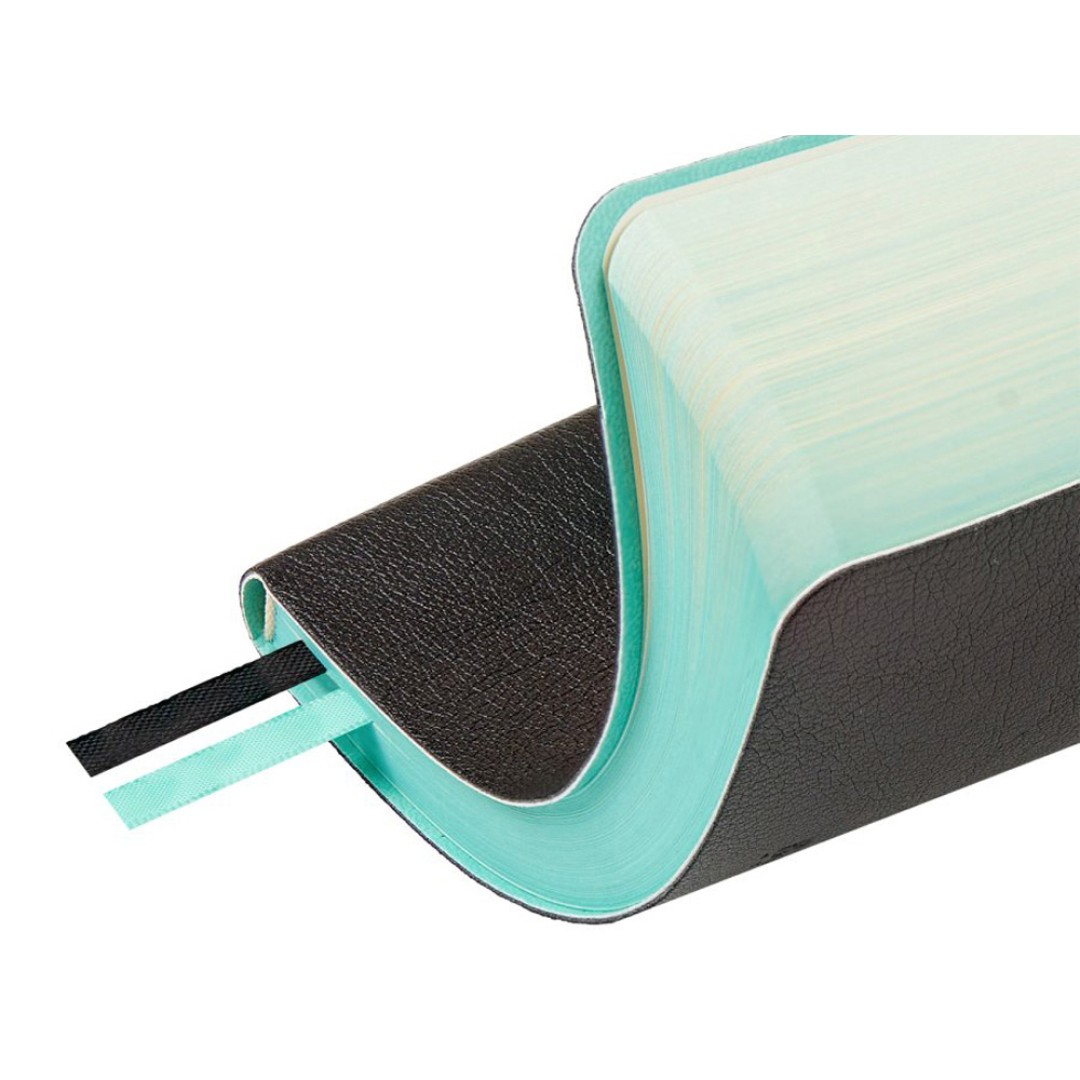 Ежедневник недатированный А5 "Boston", черный (бирюзовый обрез)