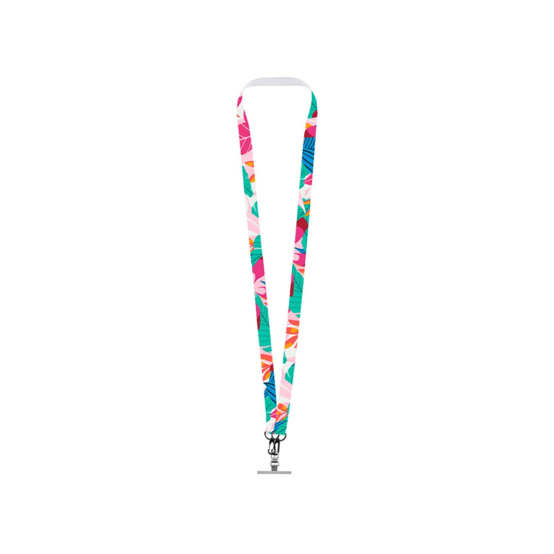 Ланъярд 2 см под сублимацию с 2-мя трендовыми карабинами и металлическим держателем для телефона, черный