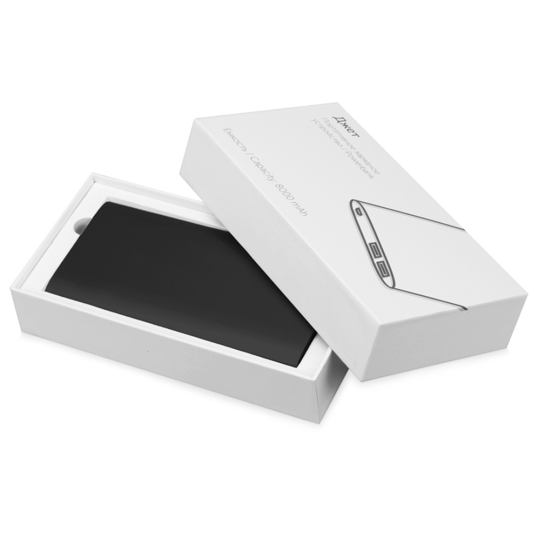 Портативное зарядное устройство "Джет" с 2-мя USB-портами, 8000 mAh, черный
