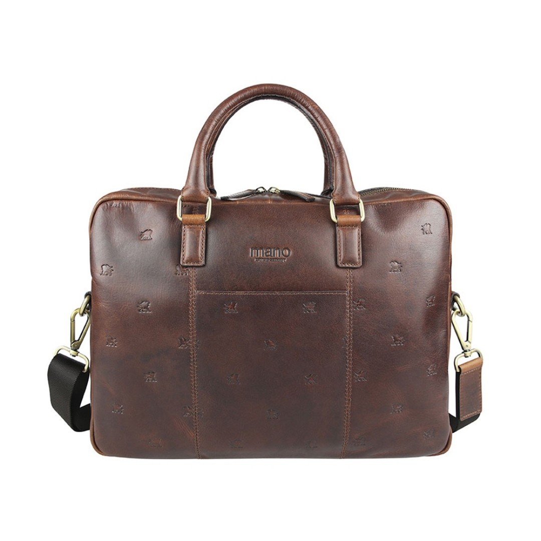 Сумка Mano "Don Leon", натуральная кожа в коричневом цвете, 41 х 29,5 х 8,5 см