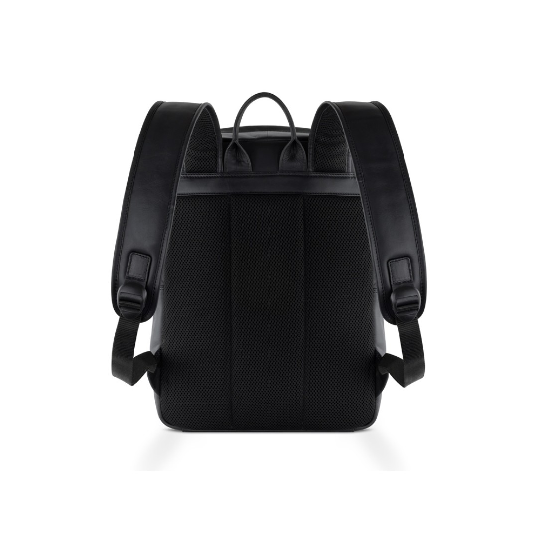 Рюкзак мужской BUGATTI Clark, чёрный, воловья кожа/полиэстер, 30х10х40 см, 12 л