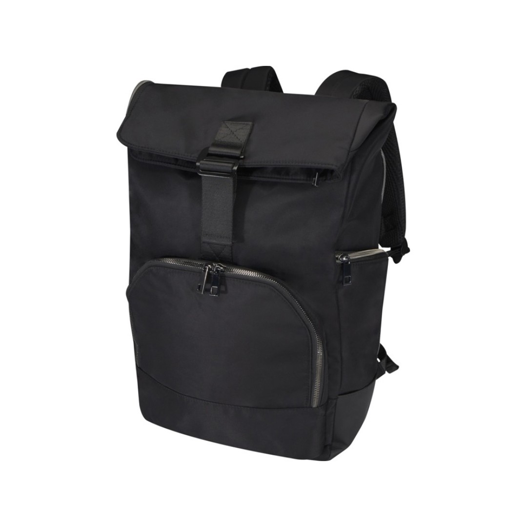 Рюкзак Rhine 15” GRS со сворачивающимся верхом на 18 л из материала, переработанного по стандарту GRS, сплошной черный