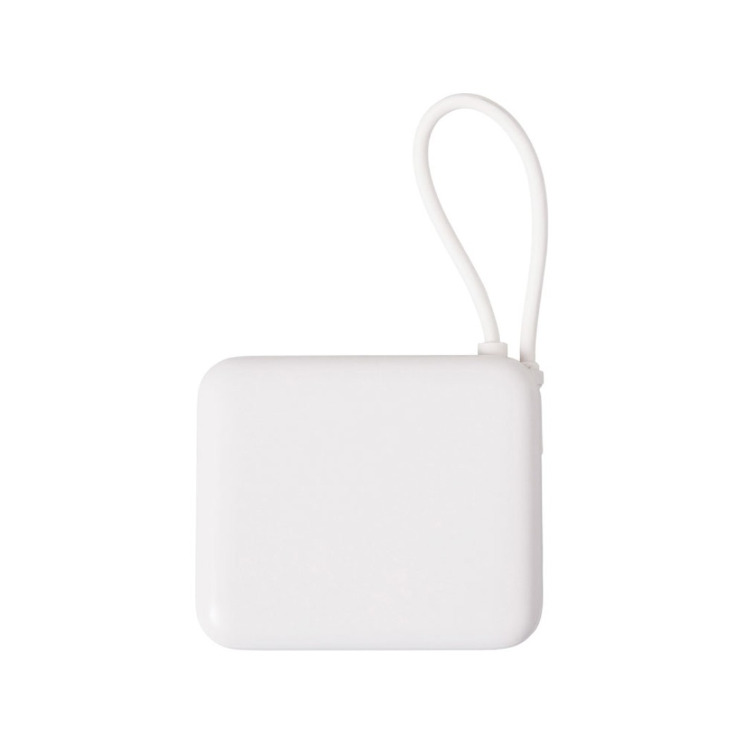 Внешний аккумулятор со встроенным кабелем «Liri», QC/PD, 10000 мАч, теплый белый