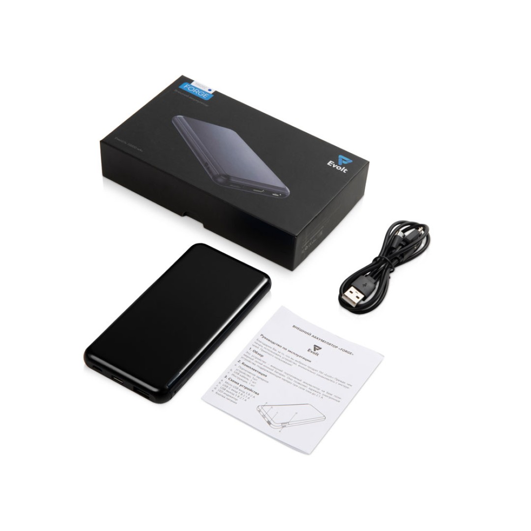 Внешний аккумулятор «Forge» v.2, металл, 10000mah, черный