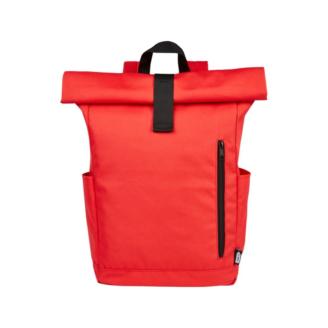 Рюкзак Byron 15,6" объемом 18 л со скручиваемым верхом, изготовленный из переработанного ПЭТ по стандарту GRS, красный