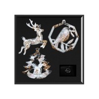 Елочные игрушки ( Снегирь+ Олень+ Ель) Розовый кварц