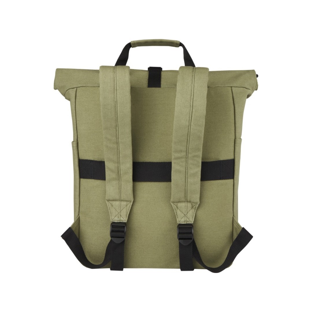 Рюкзак для 15-дюймового ноутбука Joey объемом 15 л из брезента, переработанного по стандарту GRS, со сворачивающимся верхом, оливковый