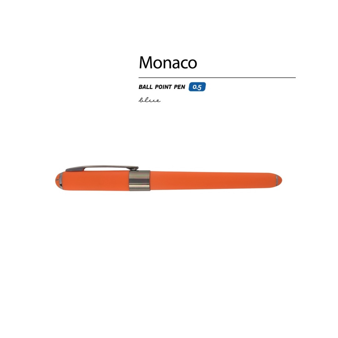 Ручка пластиковая шариковая «Monaco», 0,5мм, синие чернила, оранжевый/вороненая сталь