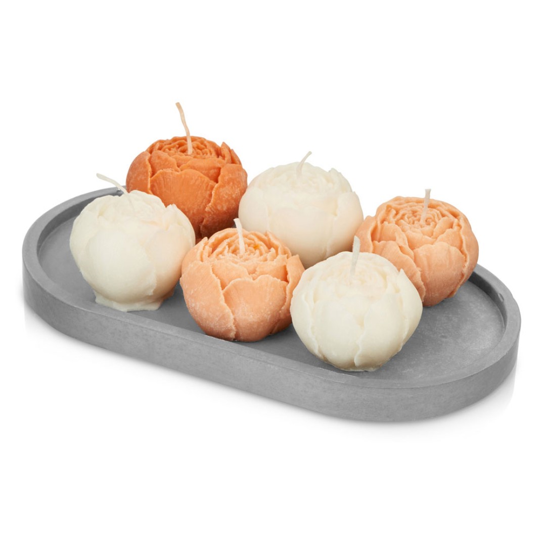 Набор свечей на подставке "Пионы"