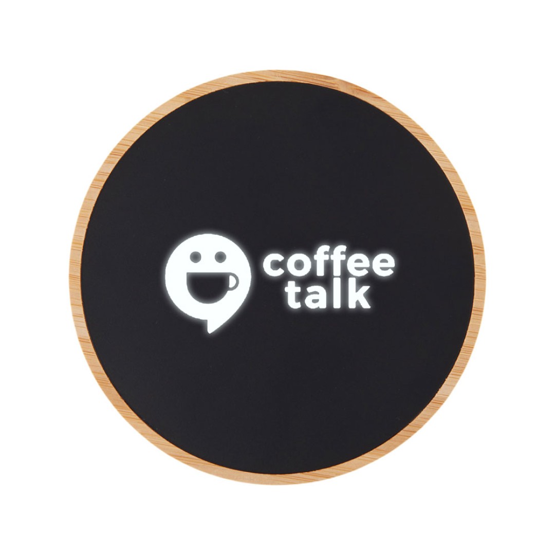 Беспроводное зарядное устройство с подсветкой лого «Reedia S3», 15 Вт, бамбук, черный