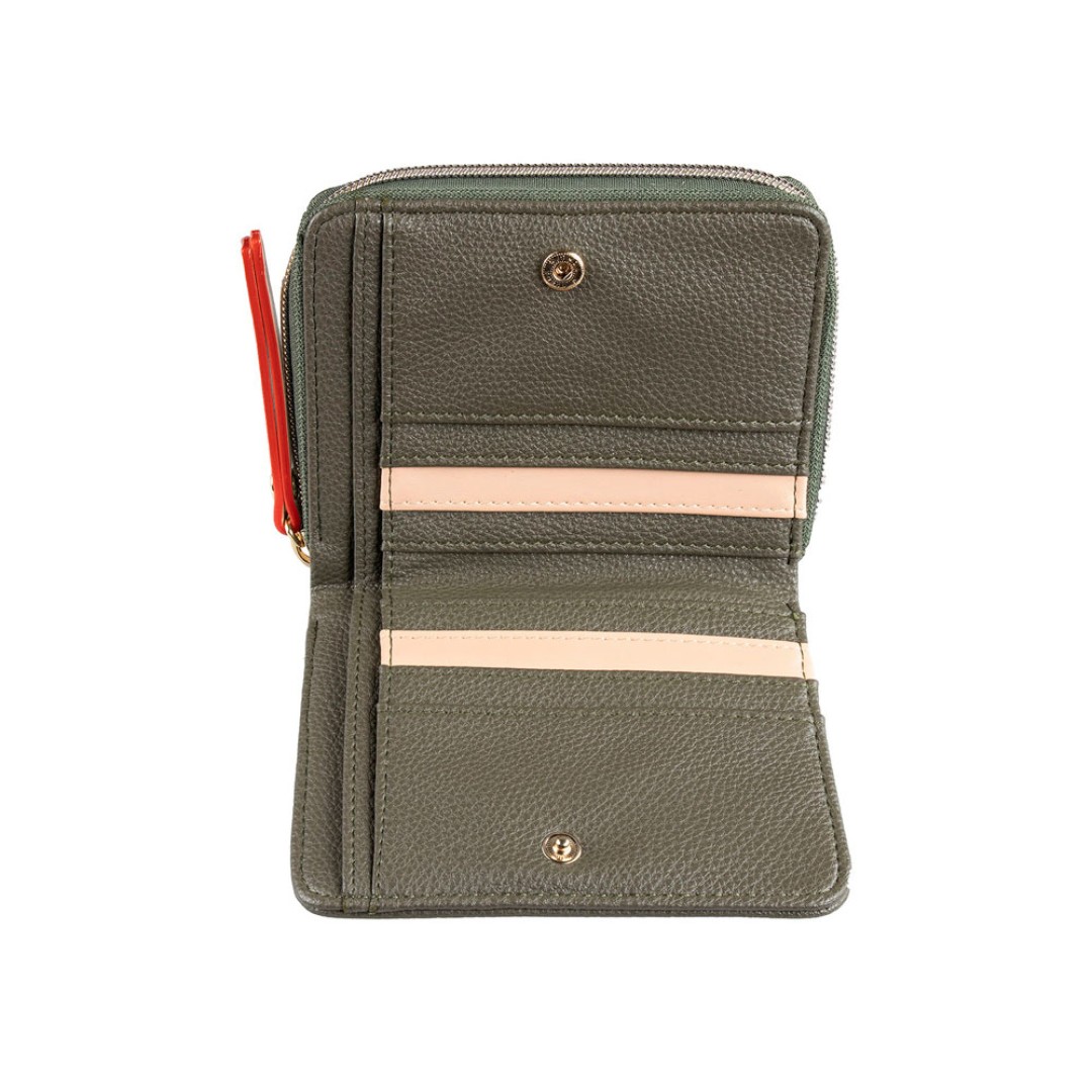 Кошелёк женский BUGATTI Ella, оливковый, полиуретан, 12х3х10 см