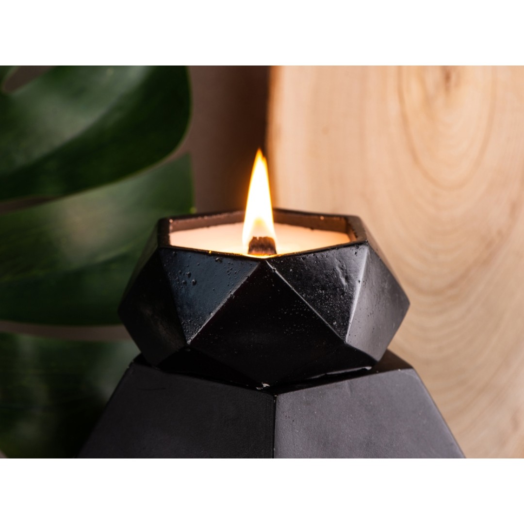 Свеча в декоративном стакане "Geometry", черный