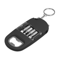 Брелок-открывалка с отвертками и фонариком "Uni", софт-тач, черный