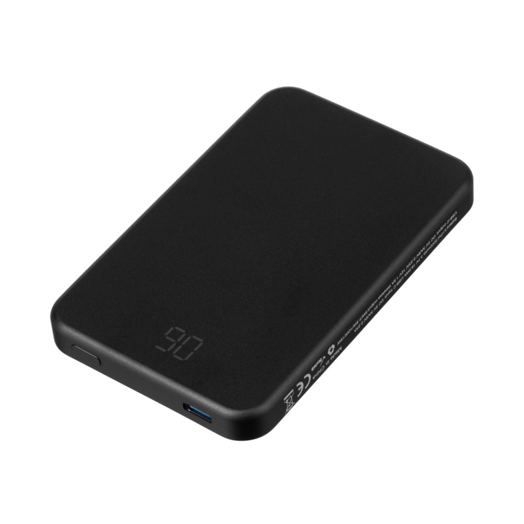 Магнитный беспроводной внешний аккумулятор "Razor", 5000 mAh, металл, черный (Р)