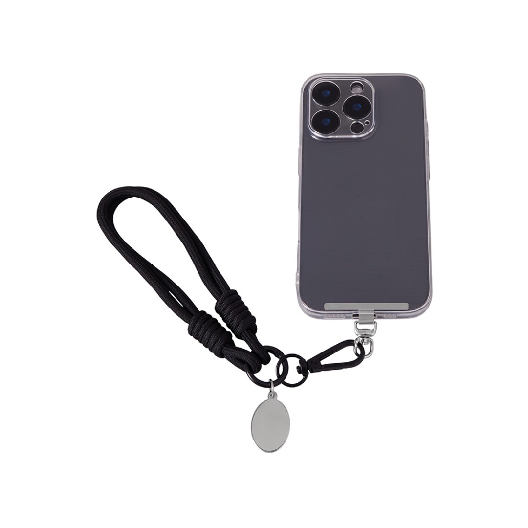 Брелок-браслет "Bohemian" c металлическим держателем для телефона, черный