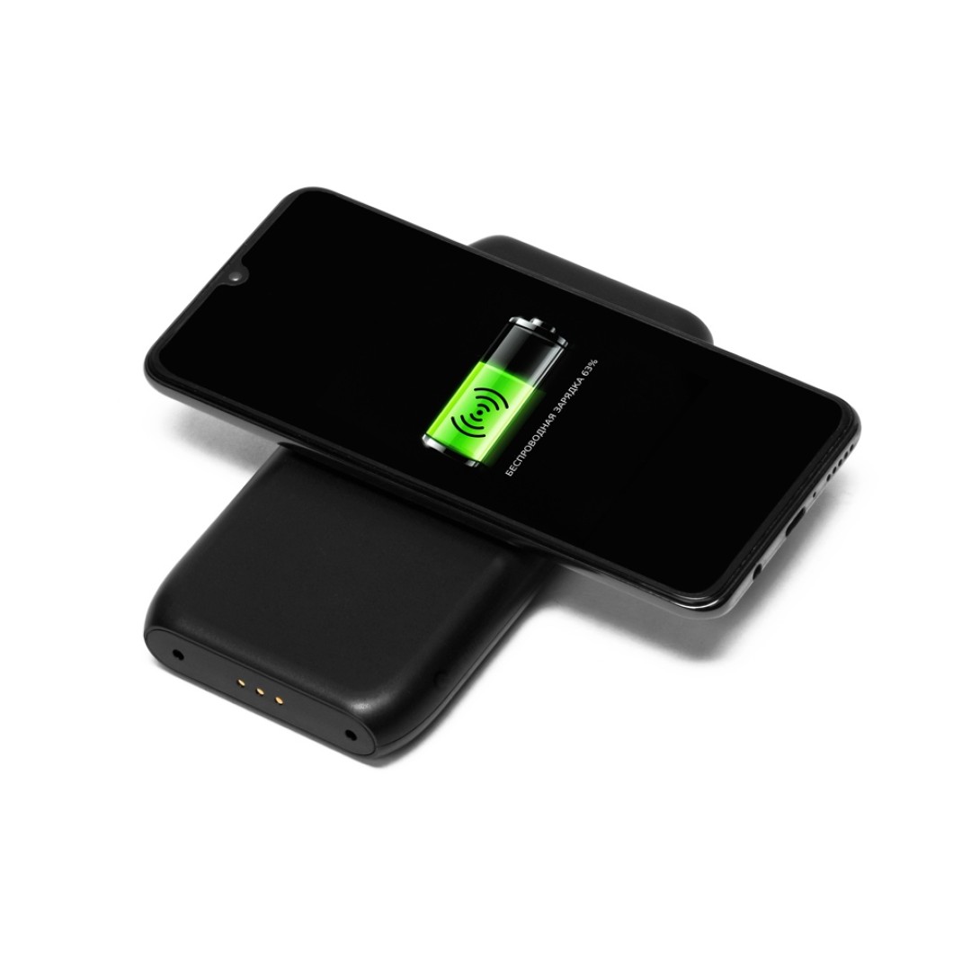 Портативное беспроводное зарядное устройство с док-станцией "Uniq", 10000 mah, черный