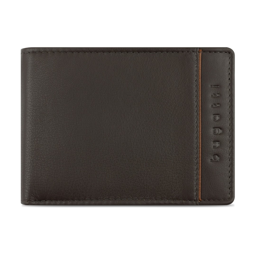 Портмоне BUGATTI Banda, с защитой данных RFID, коричневое, кожа/полиэстер, 12,5х2х9 см