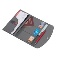 Органайзер для документов на кнопке с отделением для купюр и ручки, упаковка в индивидуальный пакет, серый