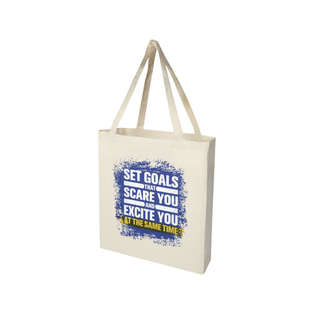 Madras эко- сумка с ластовицей из переработанного хлопка, сертифицированного согласно GRS, плотностью 140 г/м2 - Натуральный