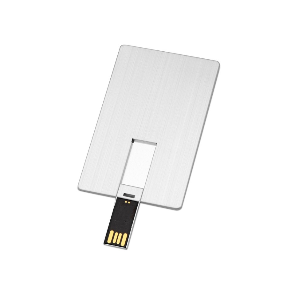 Флеш-карта USB 2.0 64 Gb в виде металлической карты "Card Metal", серебристый