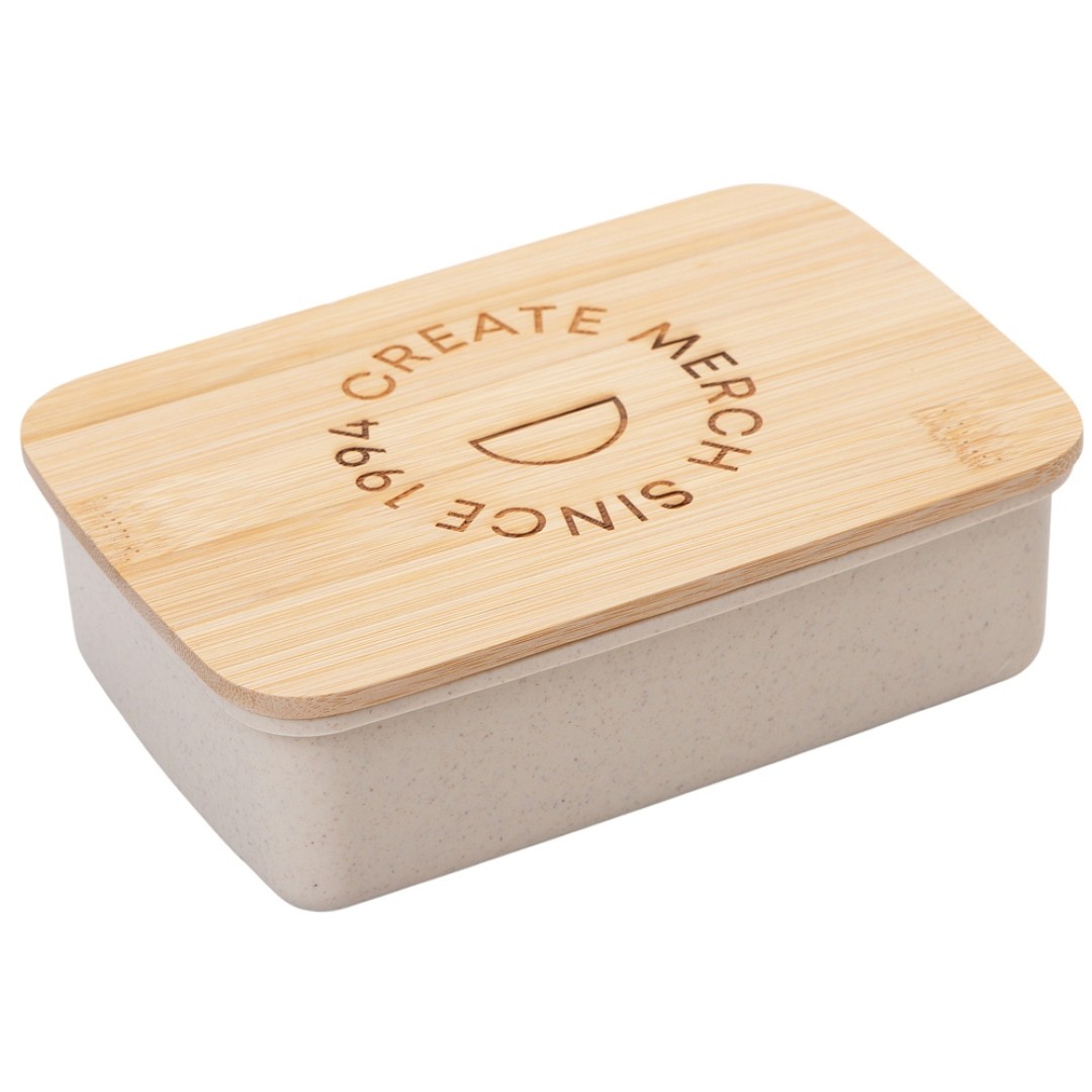 Ланчбокс Lunch с крышкой, бежевый (гравировка)