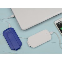 Портативное зарядное устройство "Pin" на 4000 mAh с большой площадью нанесения и клипом для крепления к одежде или сумке, синий