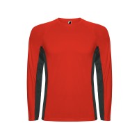Футболка "Shanghai " мужская с длинным рукавом, красный/графитовый