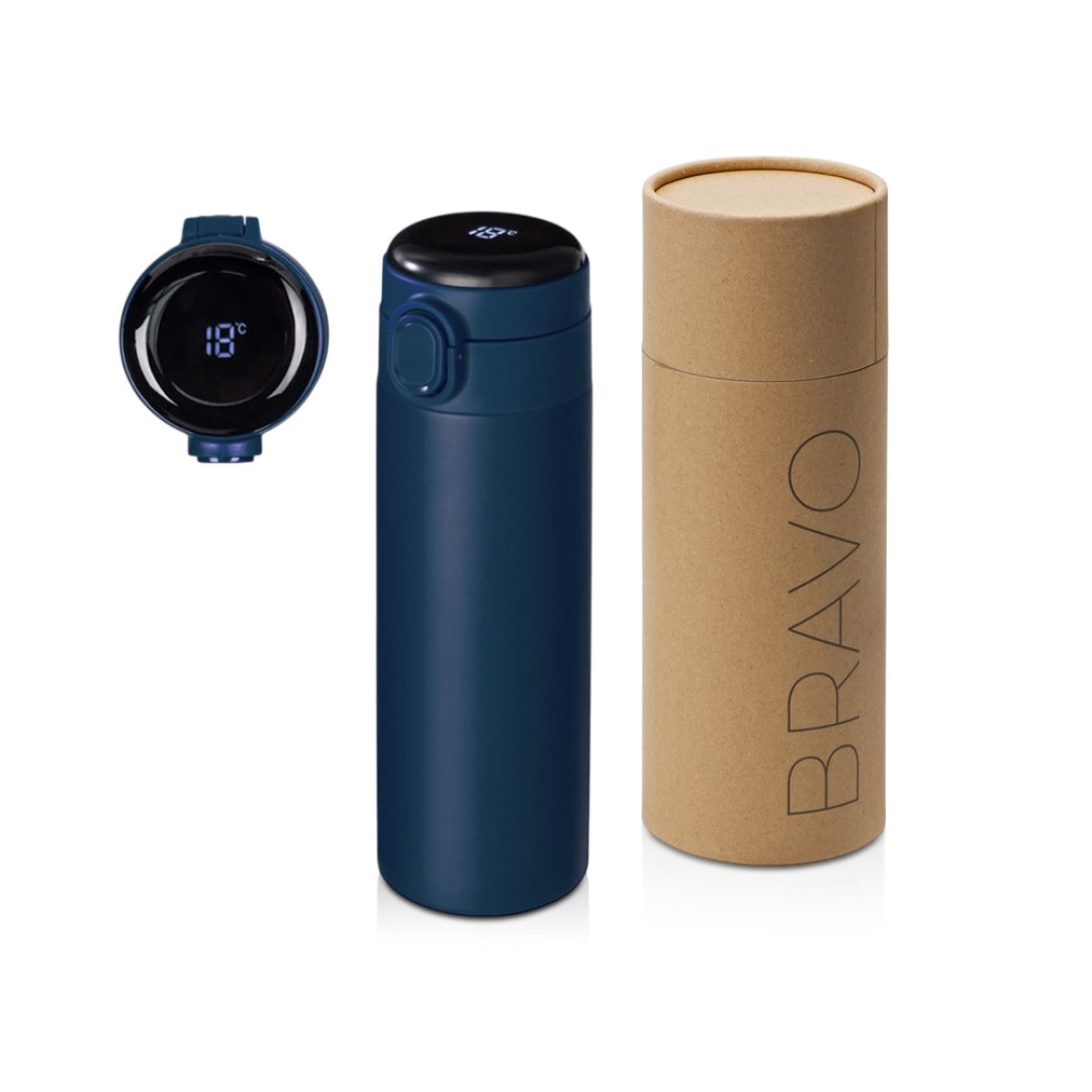 Вакуумная термокружка Waterline с медной изоляцией «Bravo», 400 мл, тубус, темно-синий