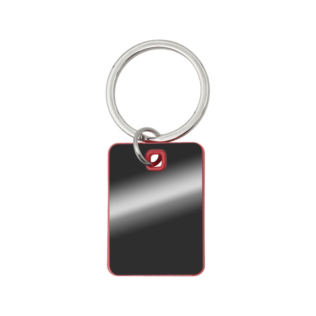 Металлический брелок с пластиковой цветной вставкой "SteelPop Rct", серебристый с красным