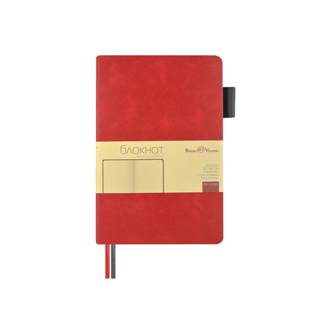 Блокнот А5 "Boston", красный с серым срезом