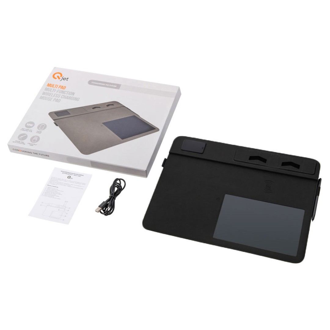Многофункциональный коврик для мыши «Multi Pad» с беспроводной зарядкой и LCD экраном, 10 Вт, черный
