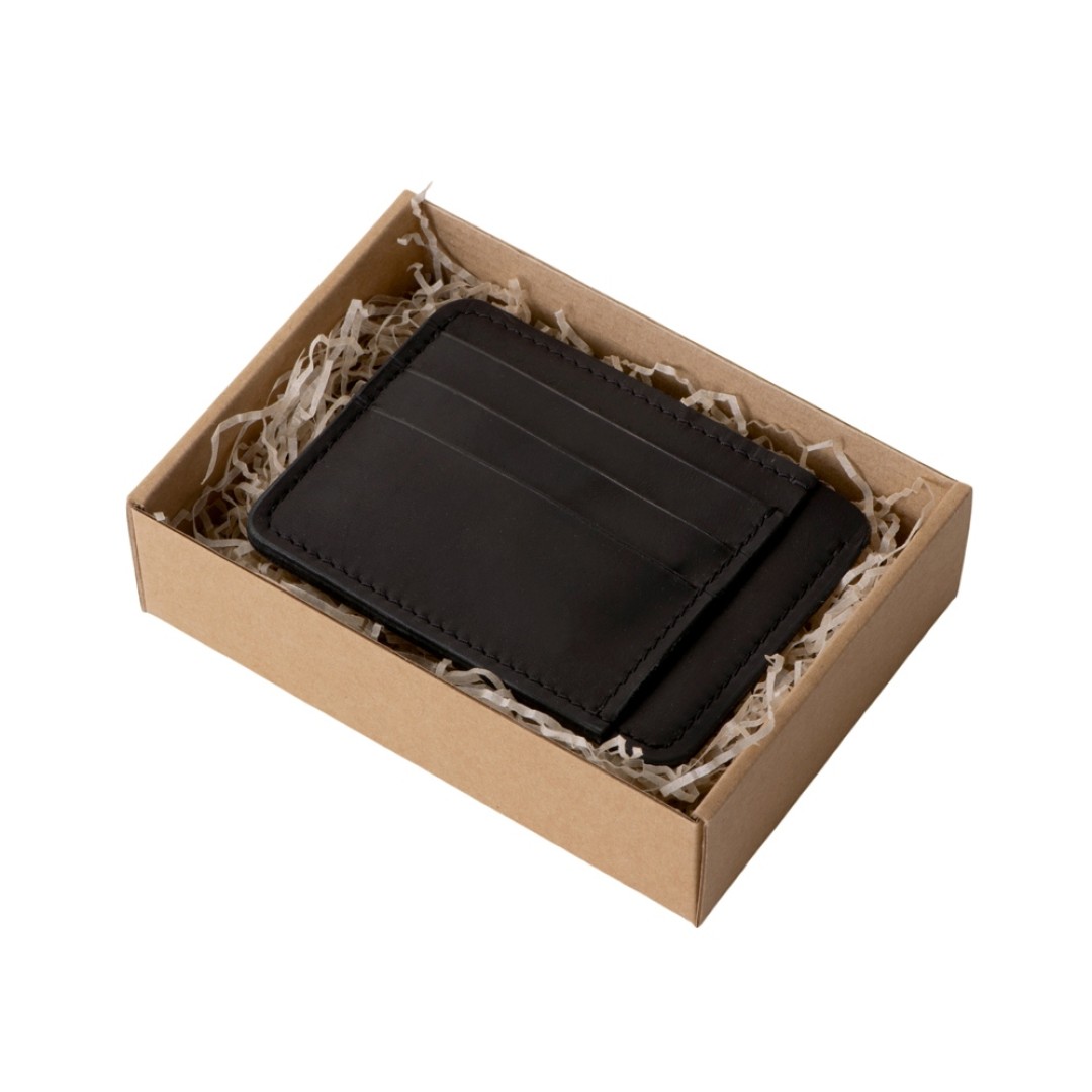 Картхолдер кожаный для автодокументов, черный