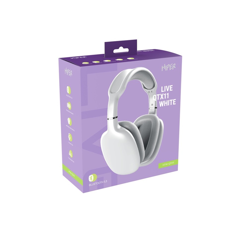 HIPER Наушники накладные Bluetooth HIPER Live белый HTW-QTX11