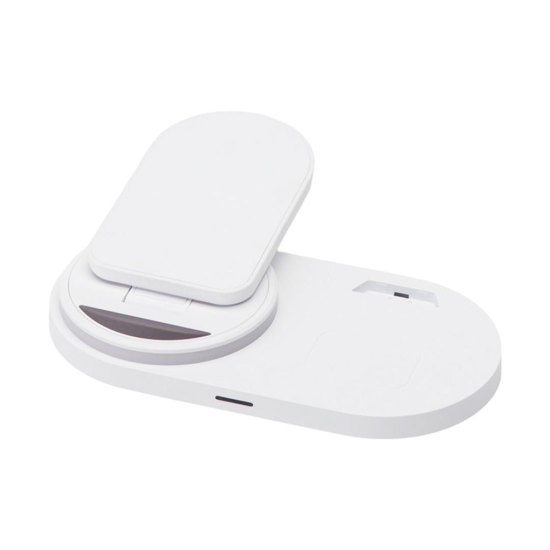 Складная зарядная станция с беспроводной зарядкой «Flashport», 15 Вт, белый (Р)