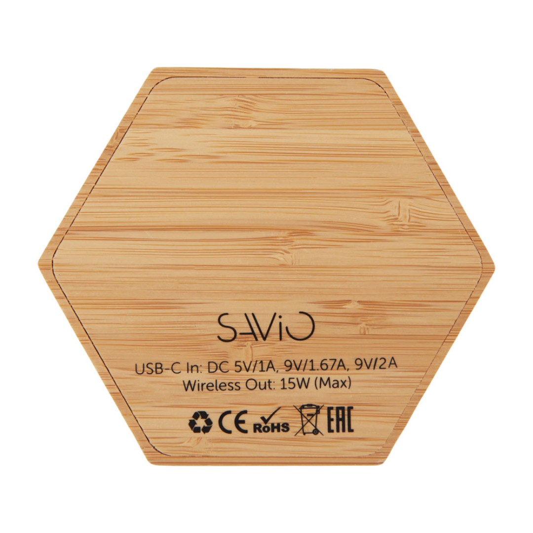 Беспроводное зарядное устройство «Gex», 15 Вт, бамбук