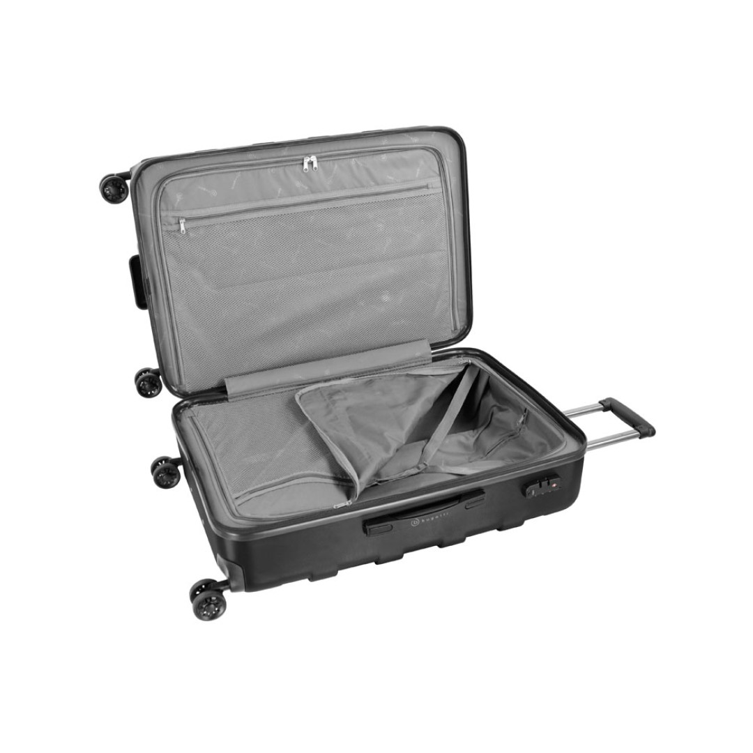 Чемодан BUGATTI Galatea, чёрный, поликарбонат / АБС-пластик, 53х30,5х77 см, 96 л