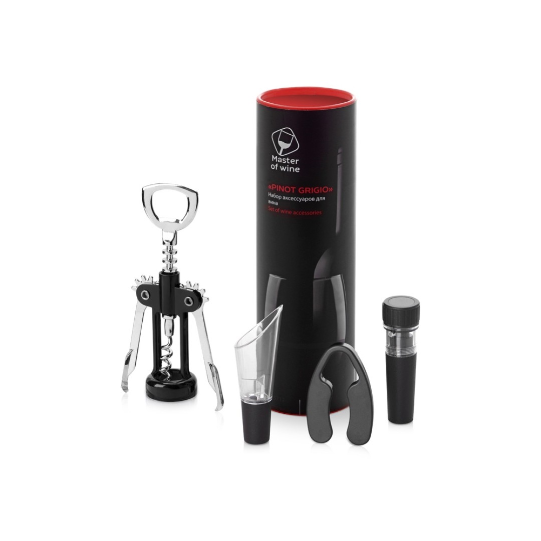 Набор аксессуаров для вина Pinot Grigio 2,0 в тубусе, 4шт