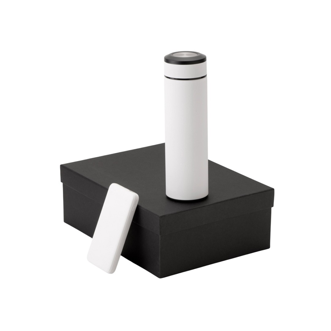 Подарочный набор с термосом и повербанком С2, белый