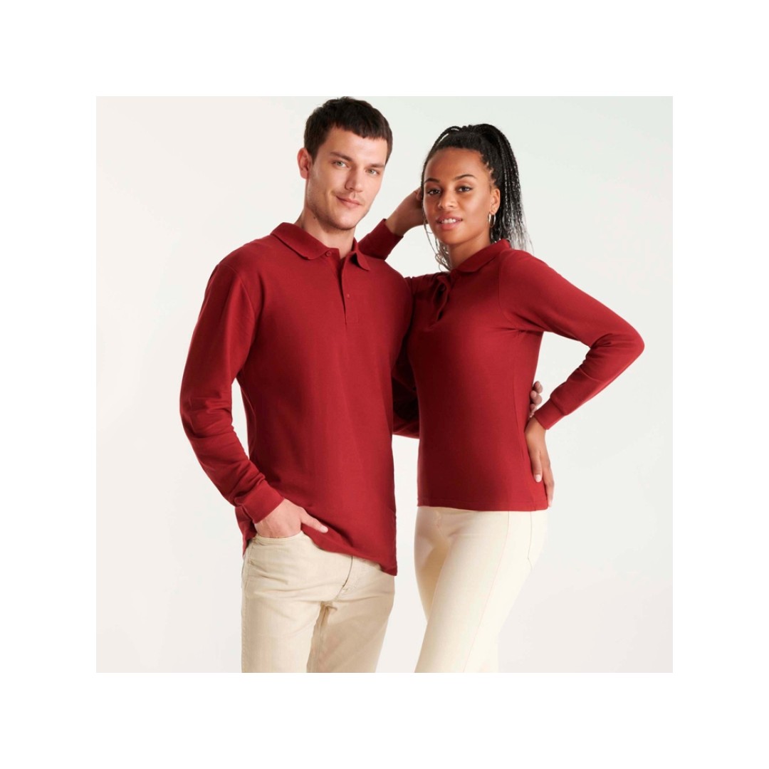 Рубашка поло "Estrella" мужская с длинным рукавом, гранатовый