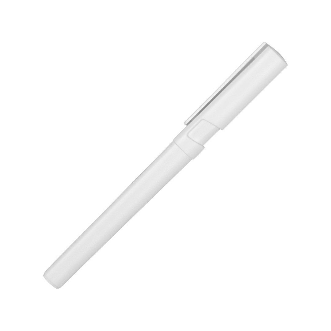 Ручка пластиковая шариковая трехгранная «Nook» с подставкой для телефона в колпачке, белый