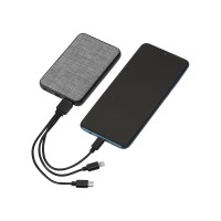 Портативное зарядное устройство из rPET "Reborn", 5000 mAh, серый