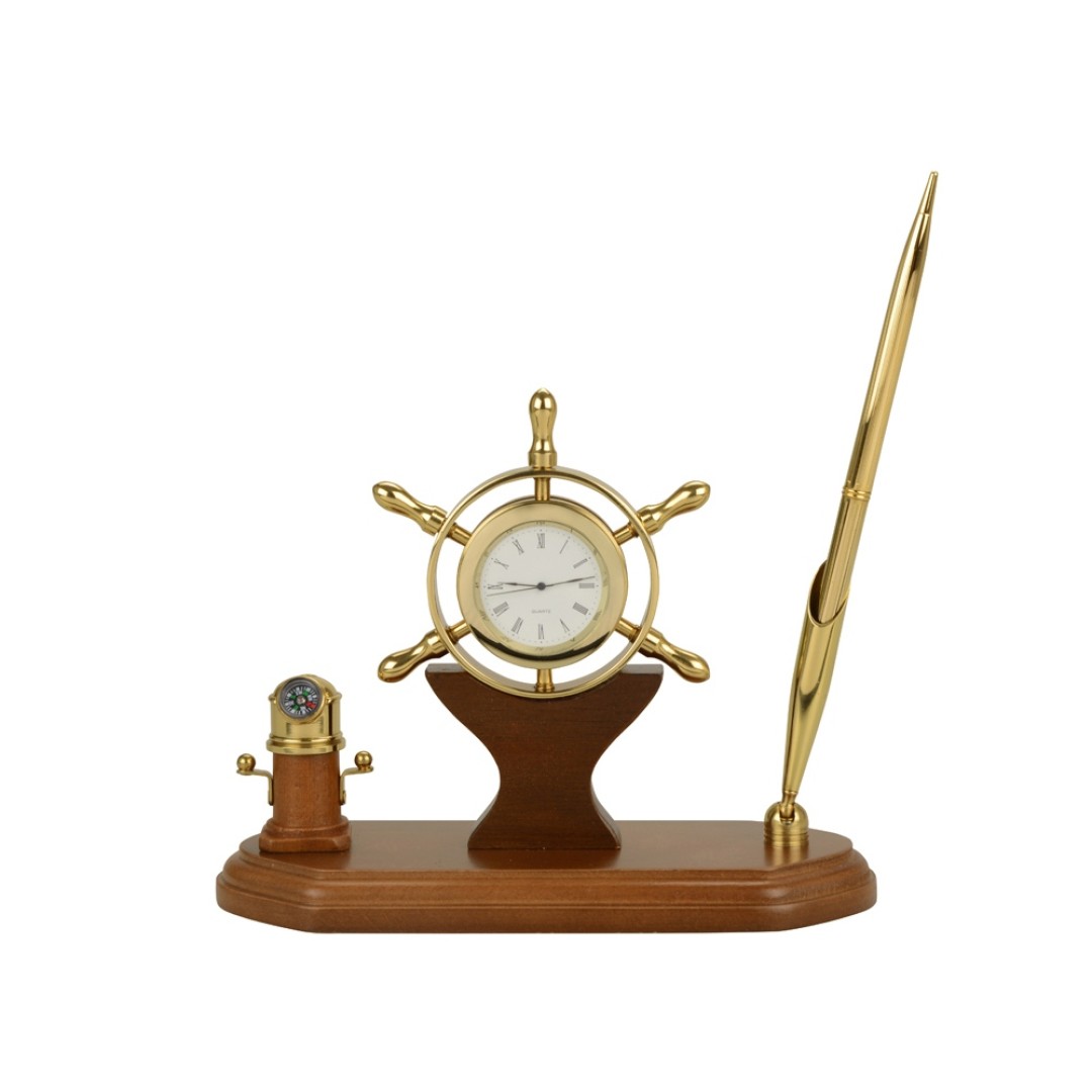 Настольный прибор «У руля», коричневый/золотистый