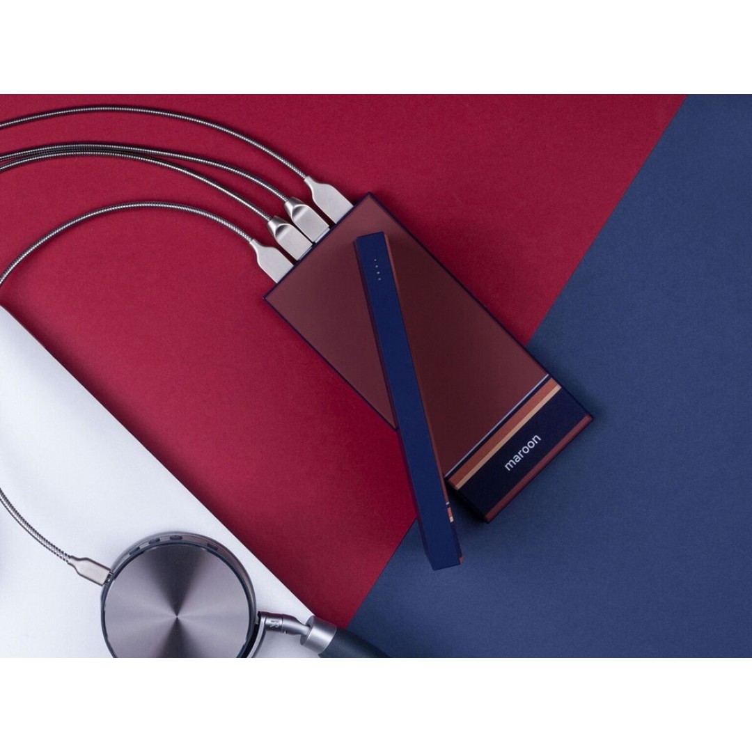 Внешний аккумулятор Rombica NEO ARIA Maroon, 10000мАч, Soft-touch, PD, QCharge, Type-C, бордовый/син