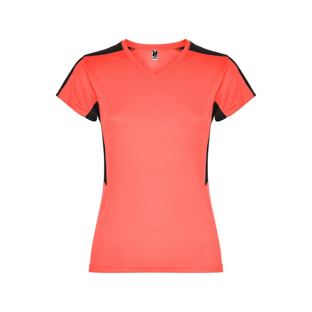 Футболка "Suzuka" женская, неоновый коралловый/черный