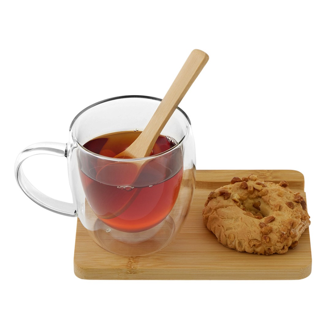 Кружка с двойными стенками на подставке с ложкой "Teatrio"